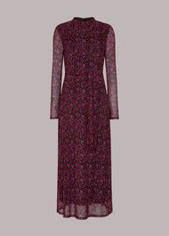 Outlined Floral Tie Mesh Dress